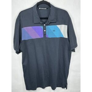 Travis Mathew Golf Polo Stretch Gray Color Block Athletic Golf Shirt Mens XL EUC